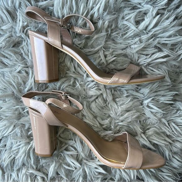 Nordstrom Abound Steph nude patent block heel sandals women’s shoe size 12 - Picture 6 of 11